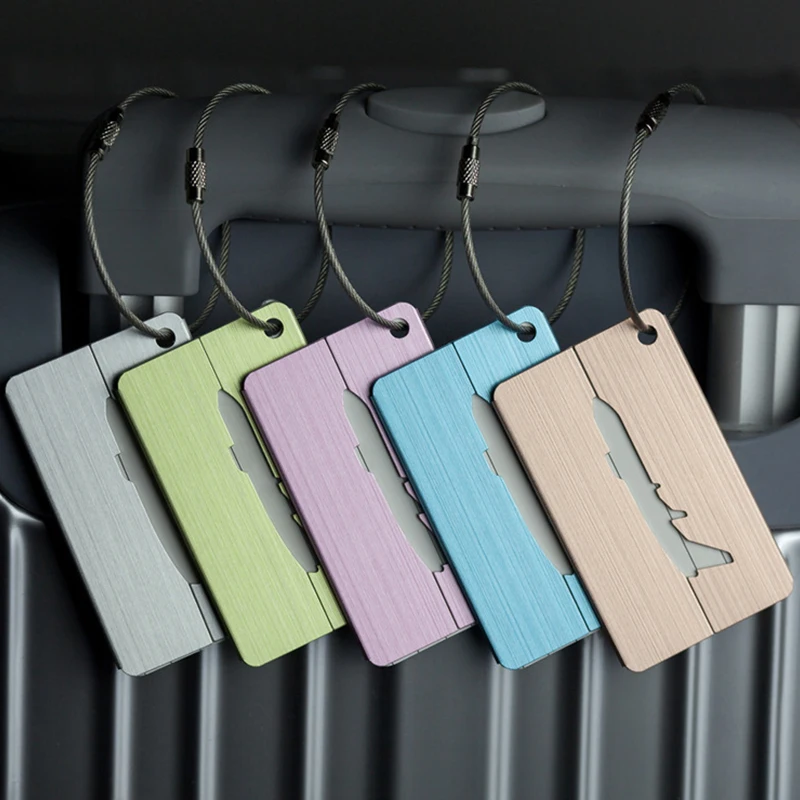 Aluminum Alloy Creative Luggage Tags Air Plane Travel Suitcase Name Address ID Label Address Holder Boarding travel accessories