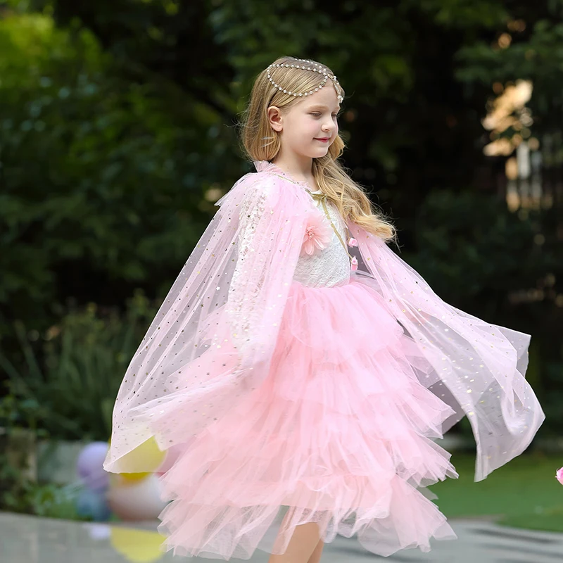 2-10 Jahre Neue Mädchen-Umhängejacke Regenbogen-Netzstoff Modischer Niedlicher Prinzessinnen-Umhang Bunter Tüll-Umhang Party-Geburtstagsgeschenk Kinderkleidung – Detail 17