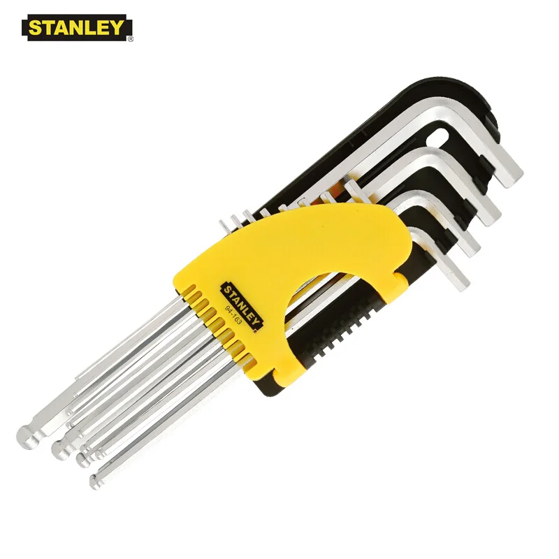 Stanley Imperial Ball End mini Standard Long Allen Key Set with Holder Bike Mechanical Tools Kit Torque Hex Key Set Inch L-shape