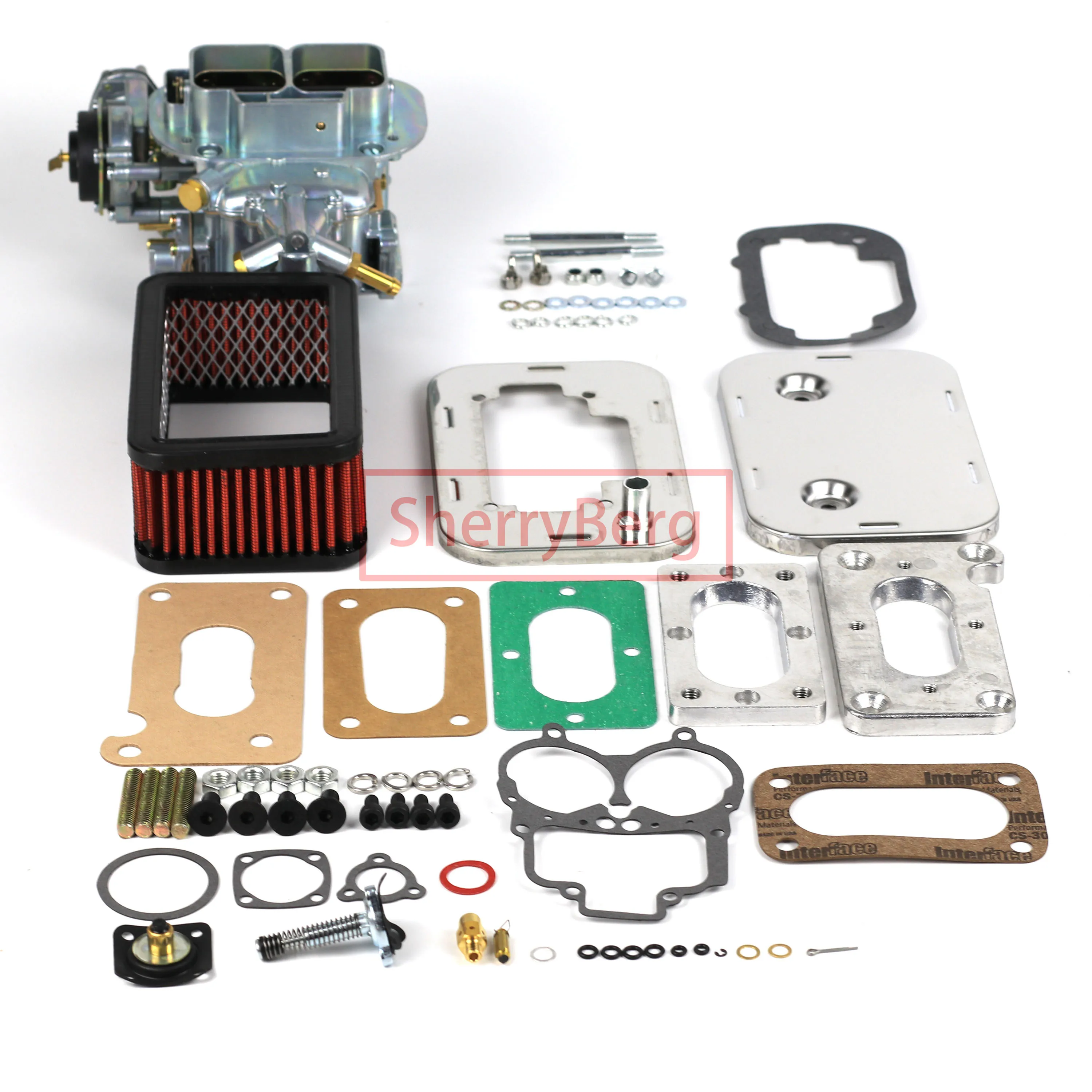 SherryBerg Fajs EMPI 32/36 DGEV Carb Carburetor + Adapter Plate Kit + Air Filter (Cleaner 65mm)+GASKET Set for Mazda B2000 B2200