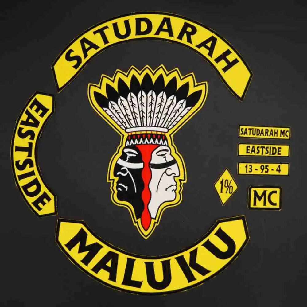 Satudarah Maluku East Side Large Embroidery Motorcycle Biker Patch Sticker For Clothing Hat Bags