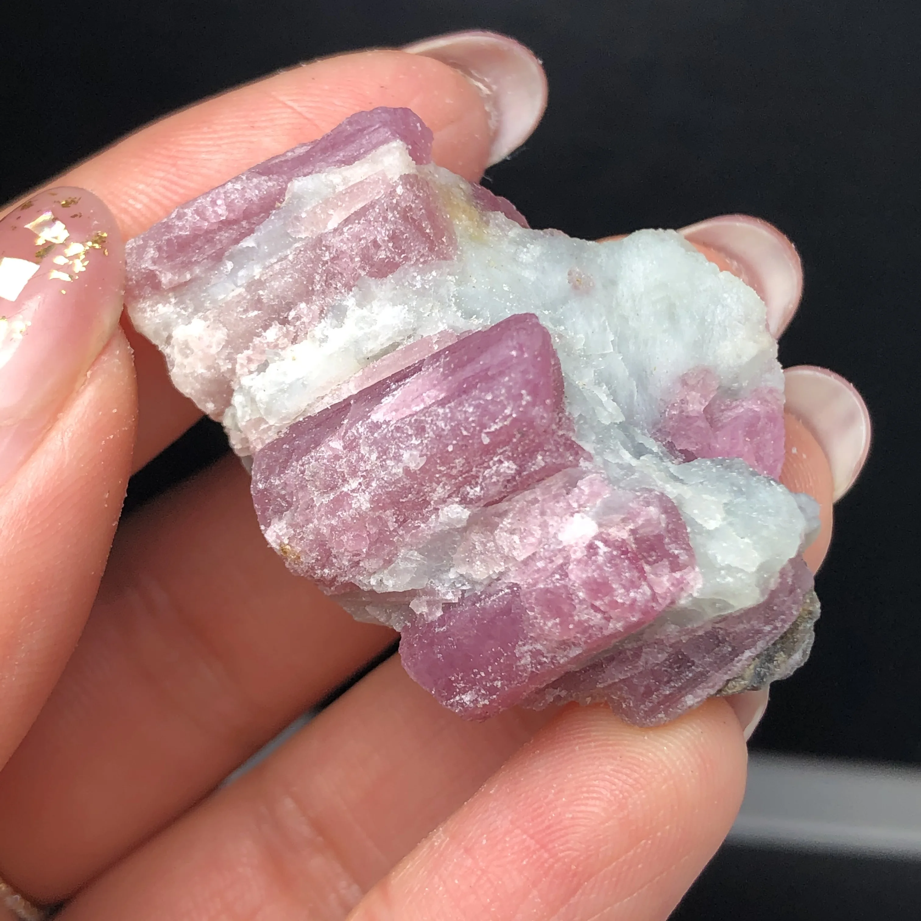 1Pcs Natural Green Pink Tourmaline Crystal Mineral Association Rough Stone Specimen  Rock Rare Original