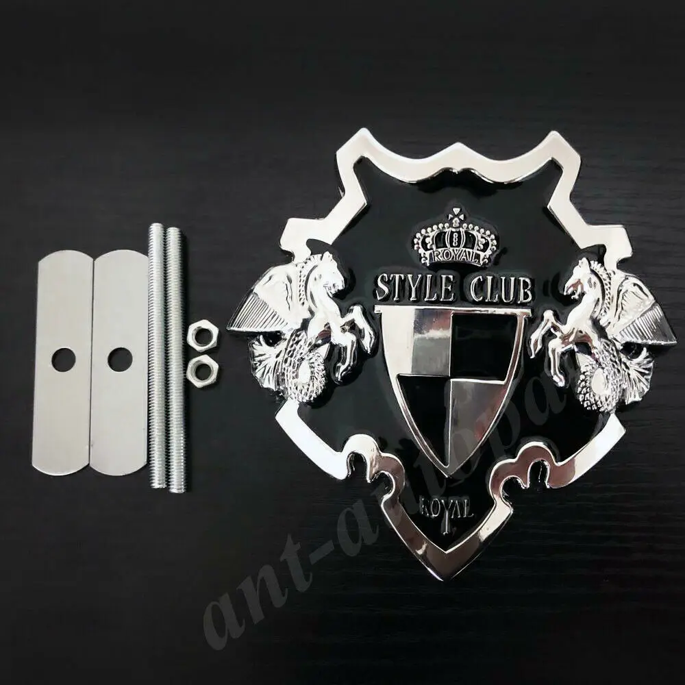 

Metal Chrome Royal Style Club VIP Shield Car Auto Front Grille Emblem Badge