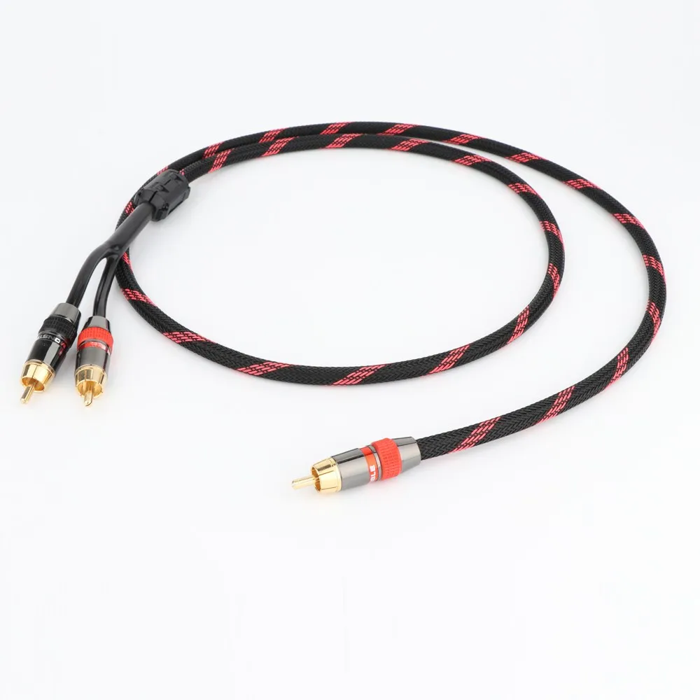 HIFI RCA Stecker Splitter Stereo Audio Kabel RCA 2 Stecker auf 4 Stecker Dual Lautsprecher Y Adapter Stecker Verlängerungskabel 1 Eingang 2 Ausgang – Detail 1