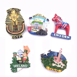 Tourism refrigerator fridge magnets Egypt Slovakia Ireland Sweden France resin magnetic refrigerator World tourism souvenirs