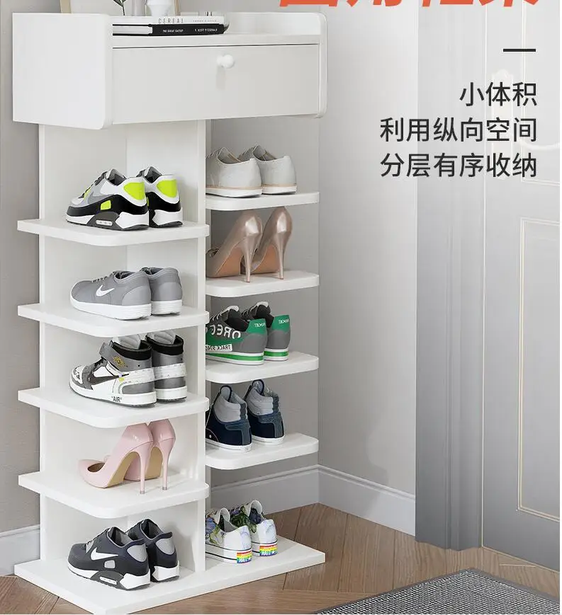 Simple shoe racks look good indoors. Small narrow door racks are stored in door shoe cabinets to save space