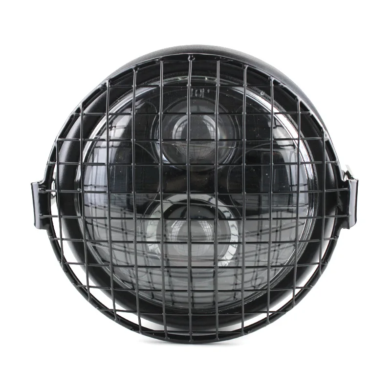 5.75” Motorcycle Aluminum Universal Retro Round Headlight Cover Vintage Grill Headlamp Mesh Protector For Harley Chopper Bobber