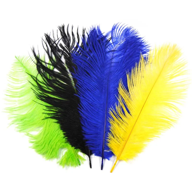 ICERIO 10PCS Multiple Colors Ostrich Feather Fly Tying Material Making Streamer Bugs Salmon Nymph Fishing Bait