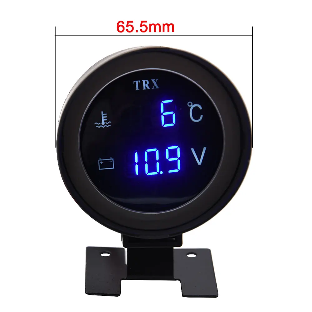 DC2 in 1 Universal Car Truck Moto Meter12V/24V Car Water Temp Sensor Gauge Round LCD Digital Voltmeter temperature Gauge Meter