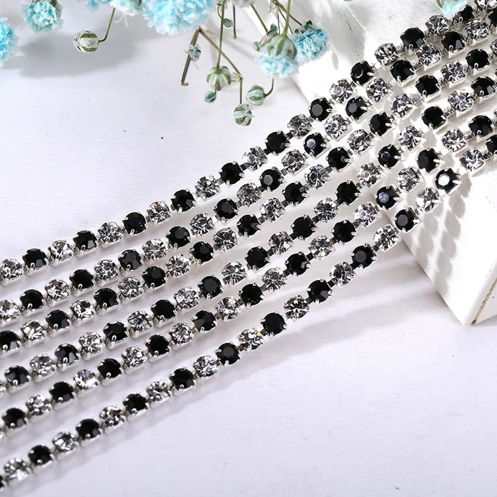 SS6-SS18 Klaue Tasse Strass Kette Glänzende Kristalle Glasperlen Gold Bese Nähen Auf Strass Trim Strass Strass Kette Handwerk – Detail 11