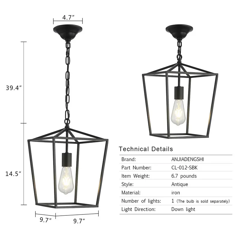 Imagem -06 - Led Luz Pingente de Loft do Vintage Lanterna Lâmpada Pendurada Altura Ajustável Ironlighting Luminária para Restaurante Cozinha Luzes Pretas