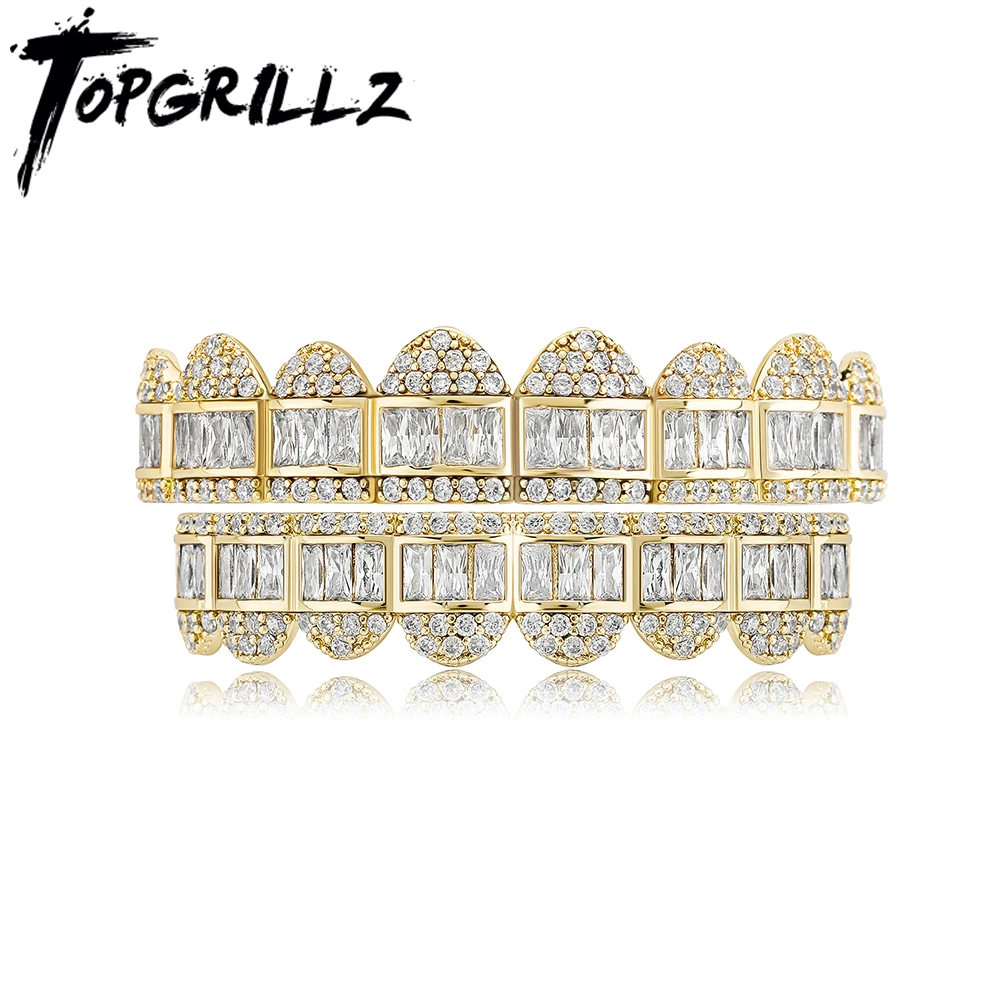 Baguette Set Teeth Grillz, Top & Bottom, Unisex