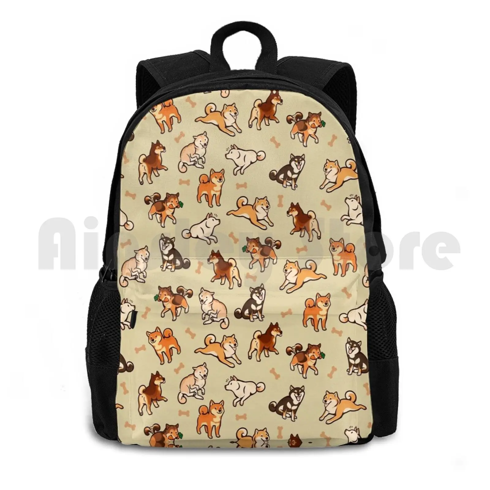 

Shibes In Cream Outdoor Hiking Backpack Riding Climbing Sports Bag Shiba Shiba Inu Dog Dogs Pattern Cute Yellow