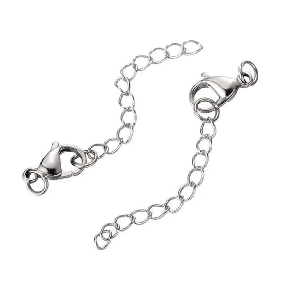 Ensemble de chaînes d'extension de collier et de Bracelet en acier inoxydable, 10 pièces, avec fermoirs à griffes de homard, longueur 2 pouces pour la fabrication de bijoux