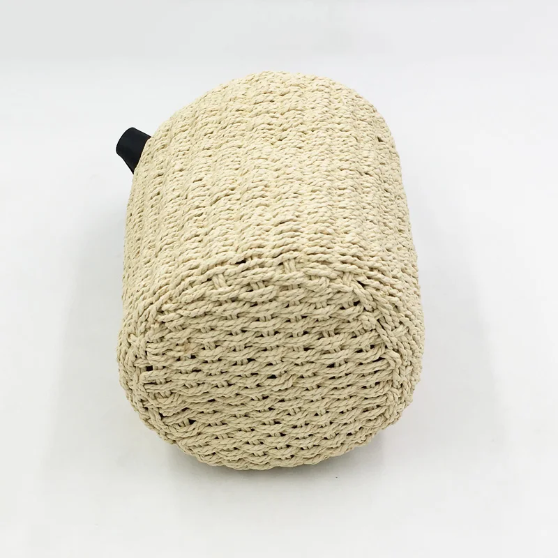 Handmade Women\'s Handbag Bucket Straw Bag Female Summer Beach Bags Bohemia Woven Bow Top-handle Tote Knitted Drawstring Basket