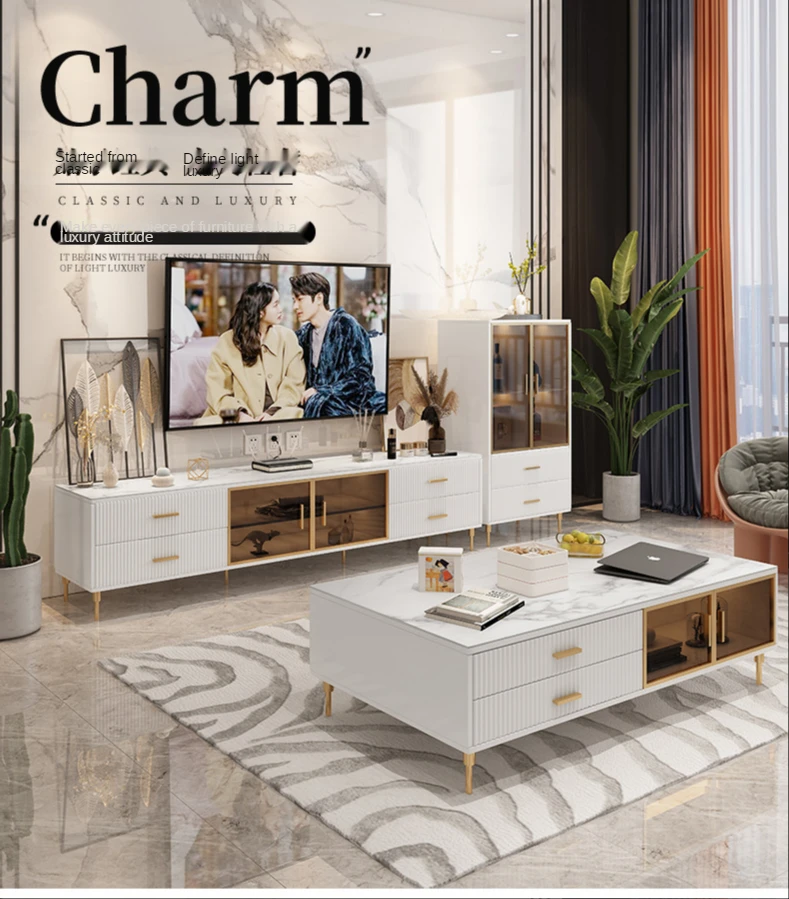 

TV cabinet coffee table combination living room Italian furniture combination set