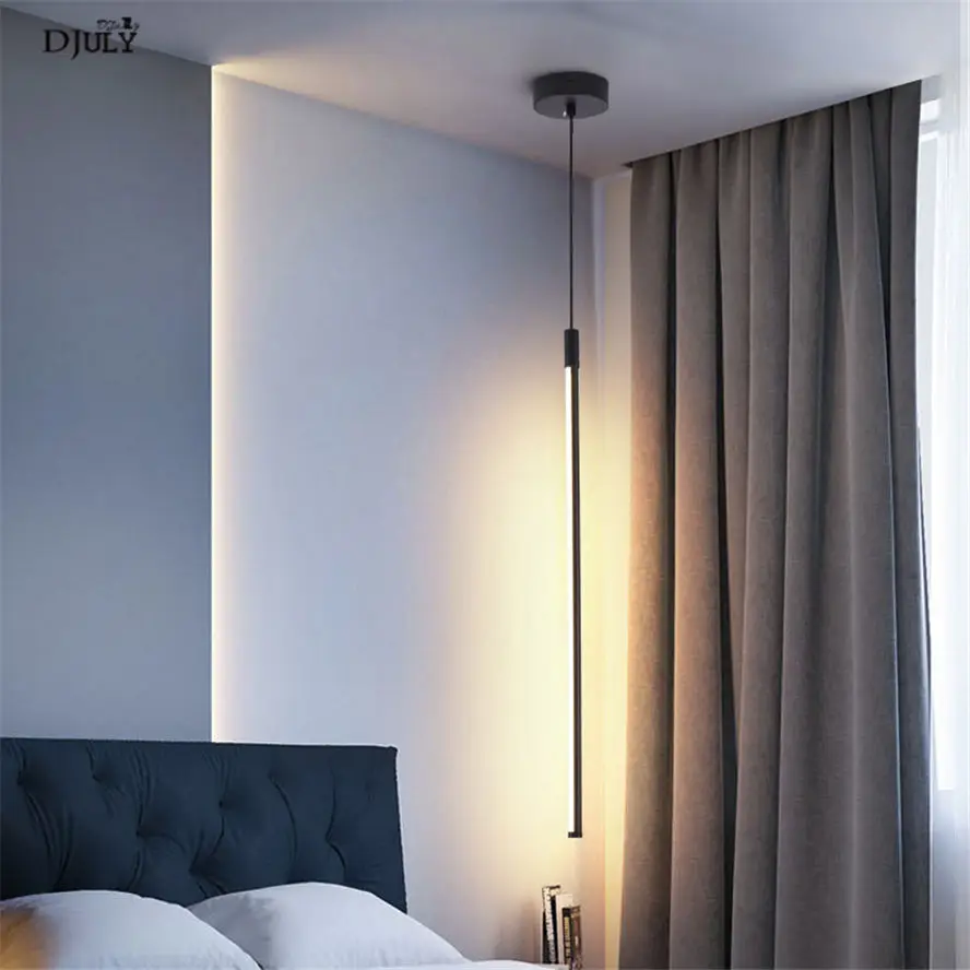 

nordic designer 220V Long tube Acrylic pendant lights for bedroom bedside living room indoor led hanging lamp suspension luster