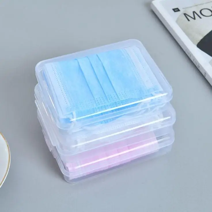 

Mini Clear Transparent Square Mask Storage Box Plastic Boxes for Face Mask Puff False Eyelashes Card Empty Box Beauty Pack