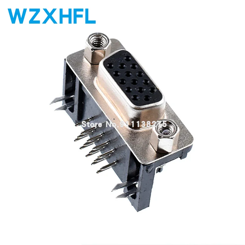 10PCS DB15 DR15 3 Reihen Parallel Port 15 Pin D Sub Weiblich Männlich 15 Weg PCB 90 Grad Stecker DB15 Buchse Stecker VGA Adapter