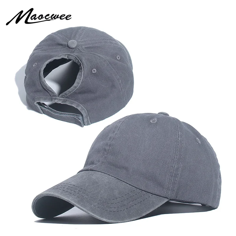 Ponytail Baseball Cap Women Mesh Baseball Hats Summer Beach Cap Solid Color Snapback Girl Sun Hats With Hole Outdoor Sports Cap