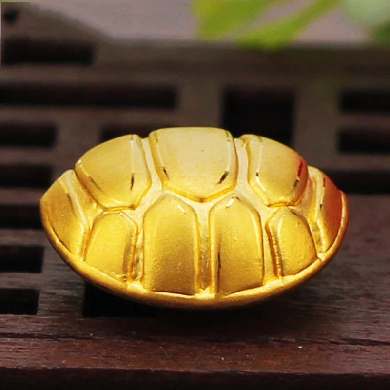 New Solid Pure 24Kt 3D Yellow Gold Pendant Women Men 12x14x2.8mm Tortoise Shell Bead  Pendant 0.8-1.1g