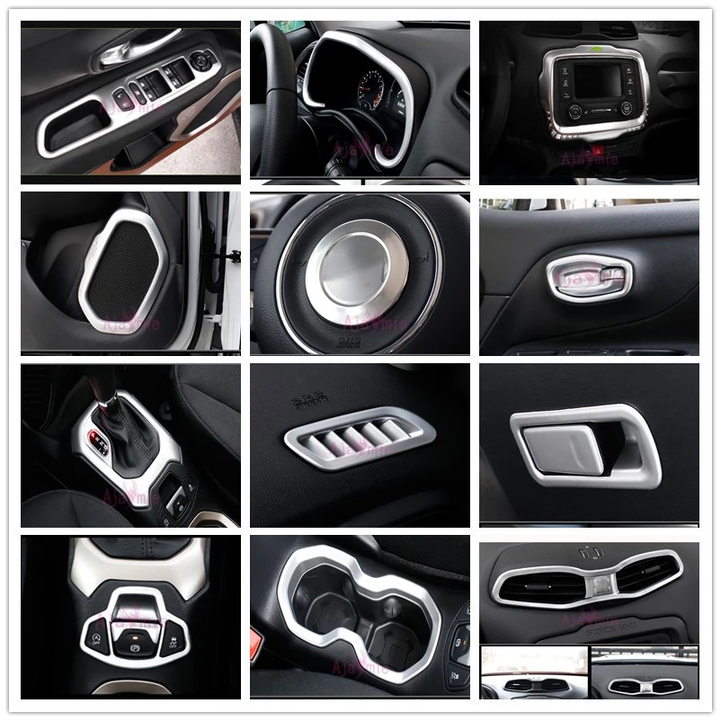 Interior Steering Wheel Reader lamp Gear Knob Cover Trim Chrome Car Styling 2016 2017 2018 For Jeep Renegade Accessories