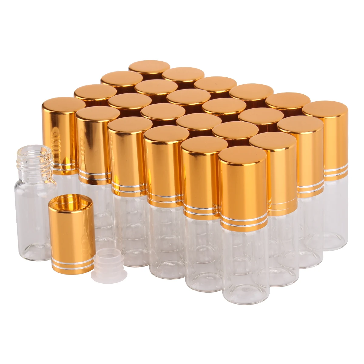 

24 pieces 19*47mm 6ml Glass Bottles with Golden Aluminium Lids Empty Mini Pefume Wishing Spice Jars Vials for Wedding Favors