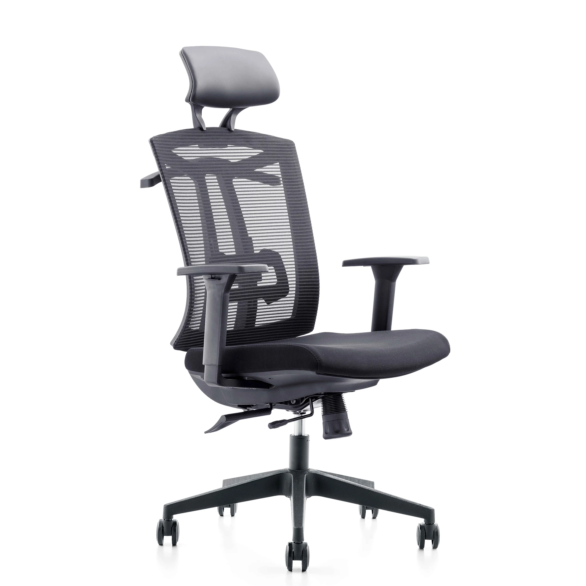 Office Computer Mesh Chair Ergonomic Lifting Swivel Boss Manager Chair Professional 4-Point 2-Line Double-Row Skeleton[US-Stock]