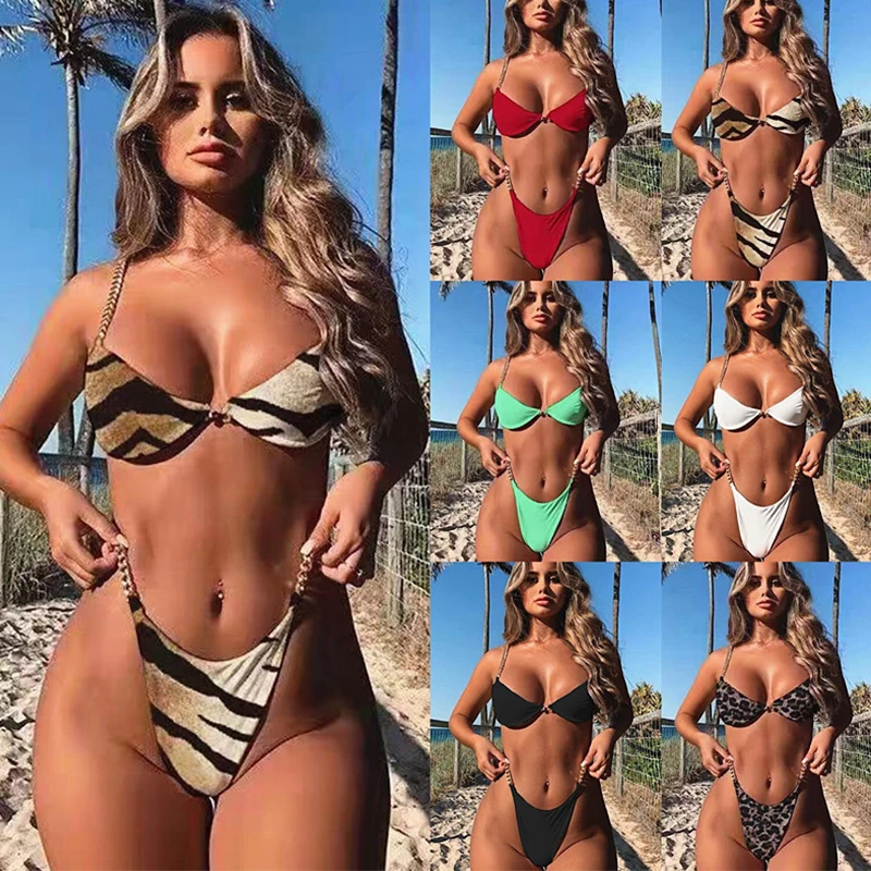 

Sexy Bikini Women Swimsuit Solid Bikini Set Push Up Swimwear Low Waist Bathing Suits Beach Wear 2021 New Swimming Suit For Women