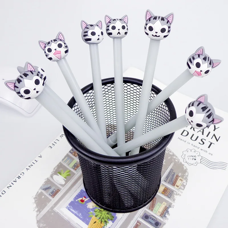 50pcs creative cartoon cute cheese cat black neutral pen 0.5mm student learning office supplies manufacturer wholesale