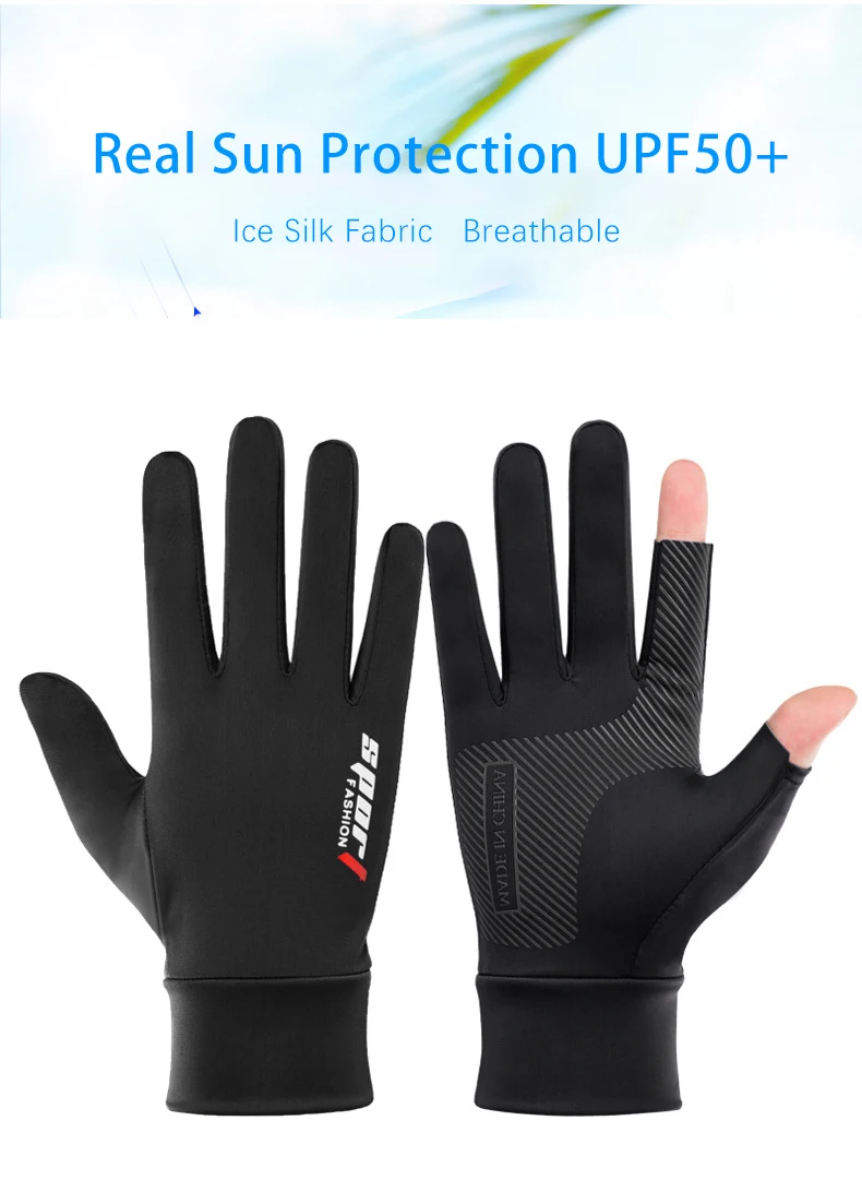 Sommer Männer Frauen Handschuhe Fitness Sport Angeln Radfahren Eis Seide Atmungsaktive Elastische Sonnenschutz Touchscreen Fahren Handschuhe – Detail 1