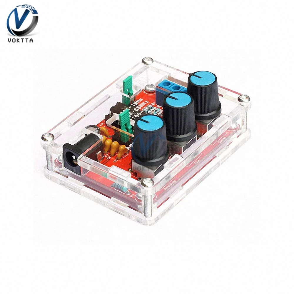 DIY XR2206 Function Generator Kit Square Wave Signal Generator Module 1Hz-1MHz Adjustable Frequency Pulse With Cover Box Protect