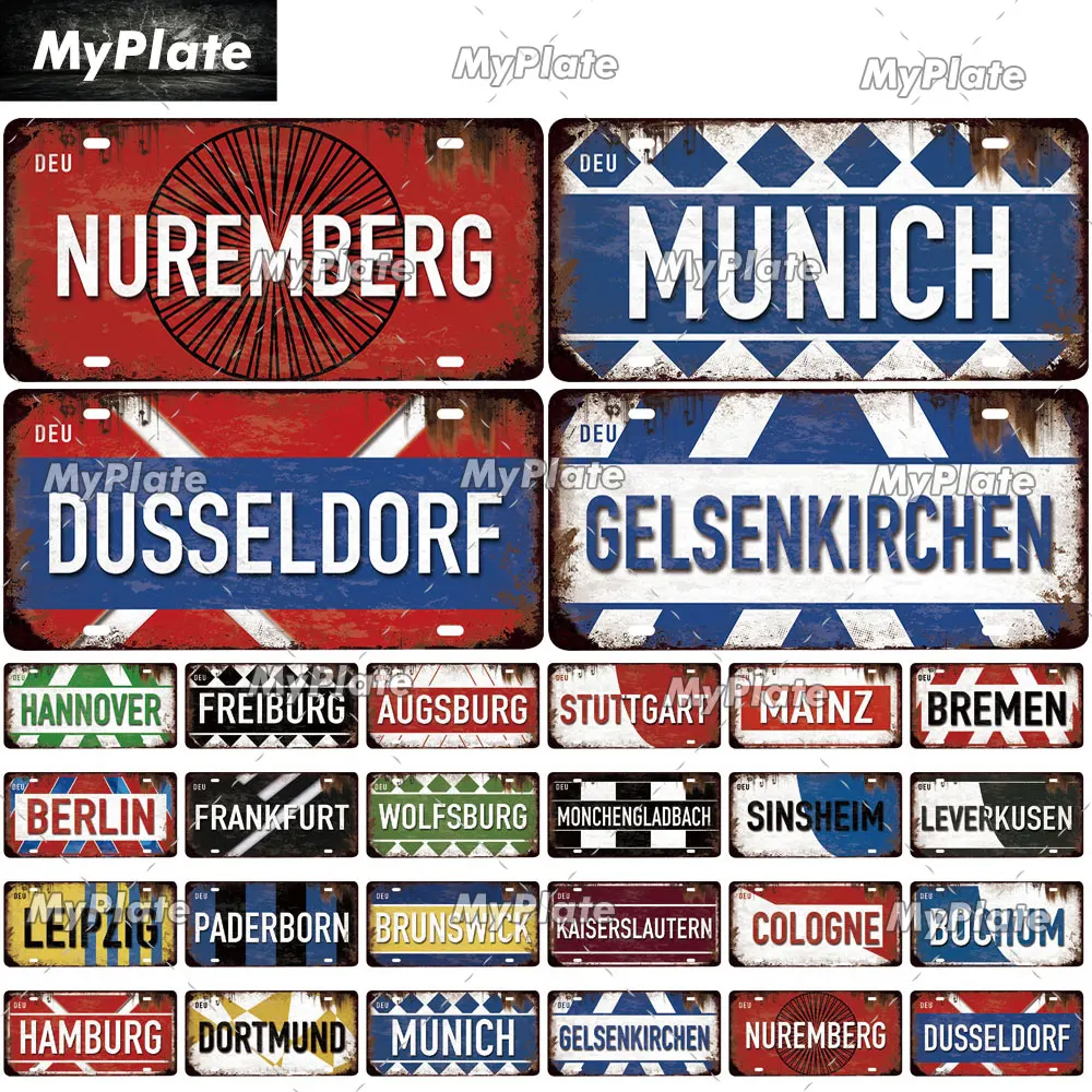 [Myplate] Retro Deutschland Stadt Malerei 15x30cm Platte Zinn Zeichen Metall Zeichen Plakette Home Decoration Shop Bar Pub Poster Metall wand