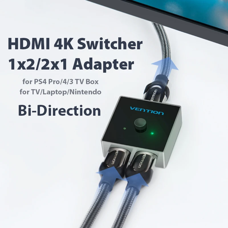 Vention 8K 4K HDMI Switch Bi-Direction 2.1 2.0 HDMI Splitter 1x 2/2x1 adattatore 2 in 1 out Converter per PS5 TVBox HDMI 4K Switcher