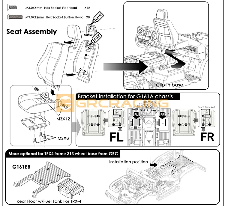 Für 1/10 Rc Auto Traxxas Trx4 K5 Innenraum Pioneer 1979 Simulation Mittelkonsole Sitz Modifikation Teile Grc G161kb – Detail 37