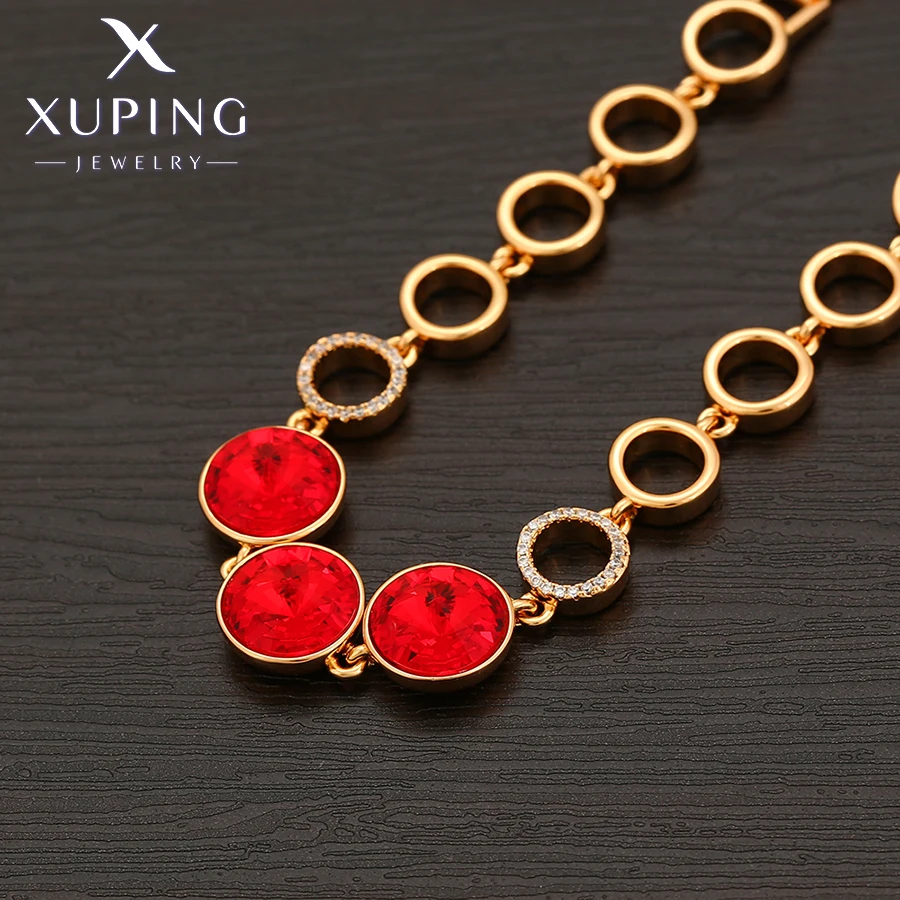 Xuping Jewelry Fashionable Elegant Copper Alloy Watch Lock Round Gold Plated Crystal Bracelet for Women Birthday Gifts