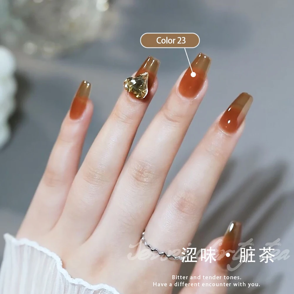 Vendeeni 30 Farben Transparenter Gel-Nagellack, Dirty Color Jelly UV Soak Off Gel-Lack, Ice Through Jade Nail Art Gel-Lack – Detail 8