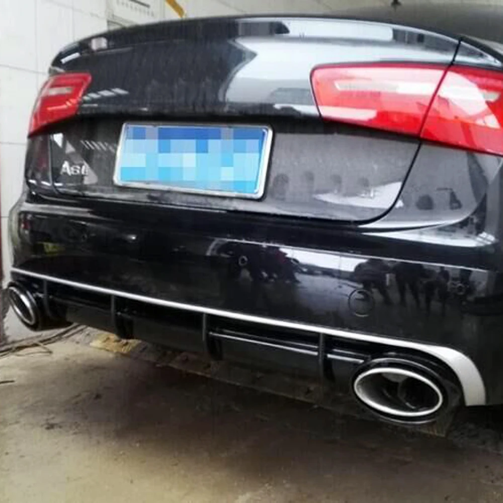 A6 Rear Bumper Lip Diffuser With Exhaust Muffler Pipe for Audi A6 Standard Bumper 2012-2015 RS6 Style