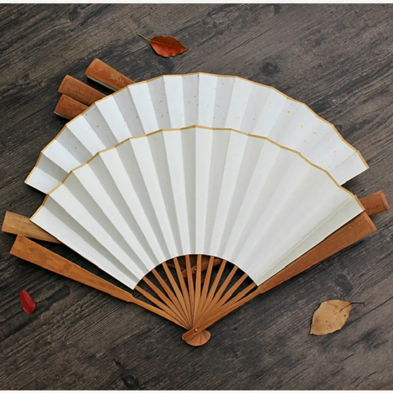 Chinese Xuan Paper Fan for Brush Calligraphy Ink Painting Creation Classical Blank Xuan Paper Folding Hand Fan DIY Art Supply