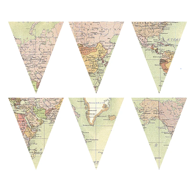 Old World Map Banner Antique Map Pennant Flags Travel Decor Graduation Wedding Birthday Baby Shower Party Supplies