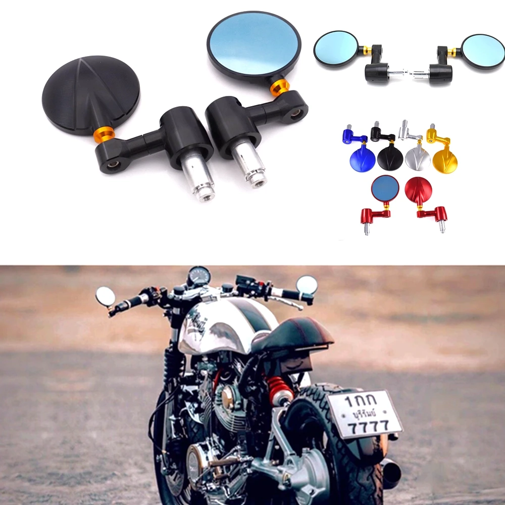 

7/8" 22mm CNC Motorcycle round Handlebar Bar End Rearview Rear View Side Mirrors Universal for Yamaha Honda Suzuki Harley