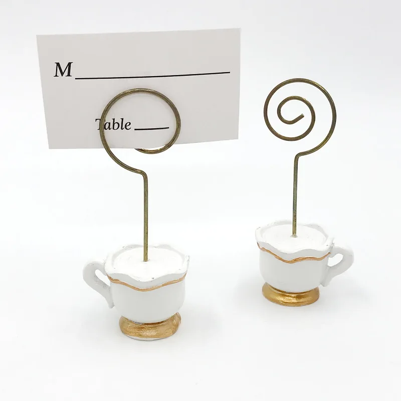 12PCS  Tea Time Whimsy Teacup Design Place Card Holder Photo Holders Wedding Party Favors Drop Shipping