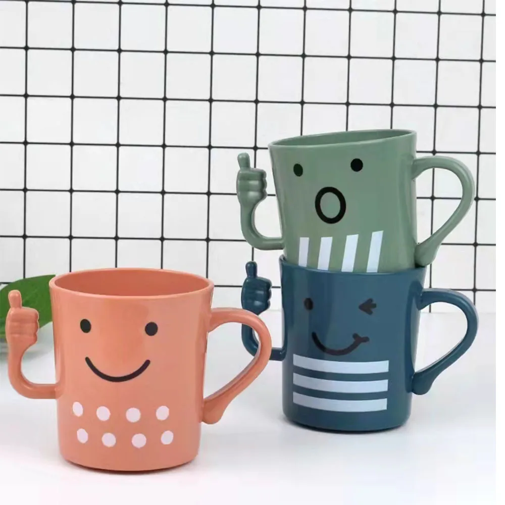 Toothless Cuptoilet Environmental Protection PP Plastic Creative Korean Toothbrushing Cylinder Childrer Cartoon Cute Couple Home