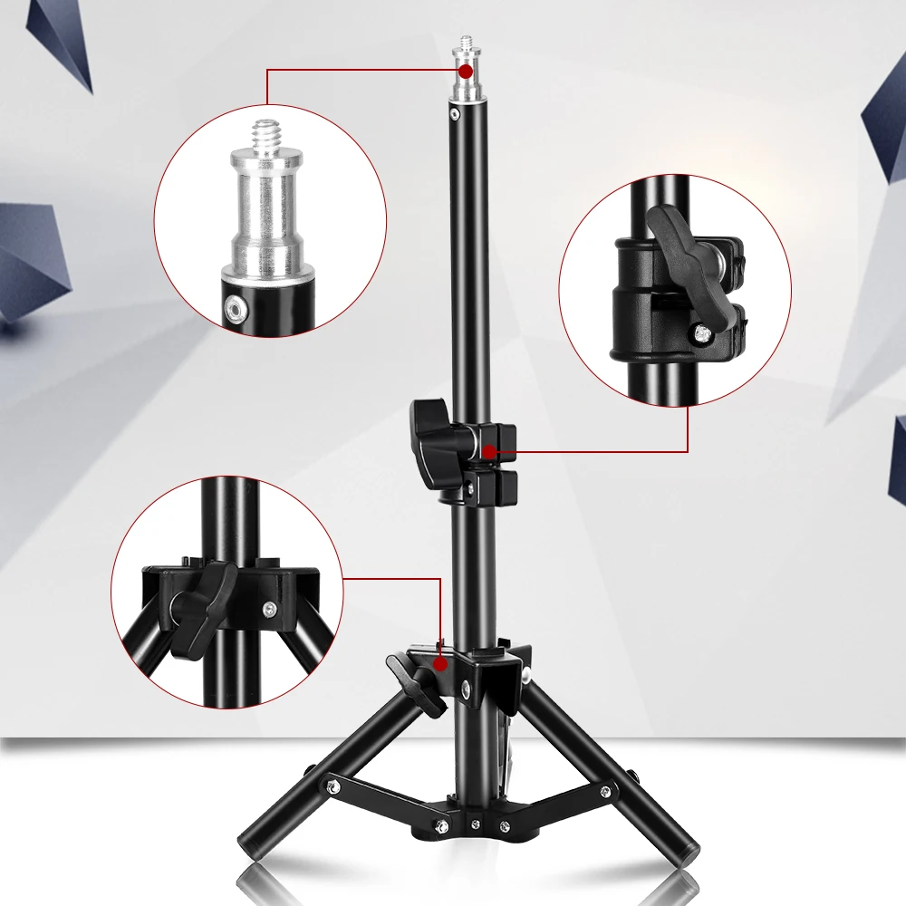 

Photography 37cm Mini Table Tripod 1/4" Screw/Flat Head Fixed Light Stand For Photo Studio Supporting Softbox LED Ring Light