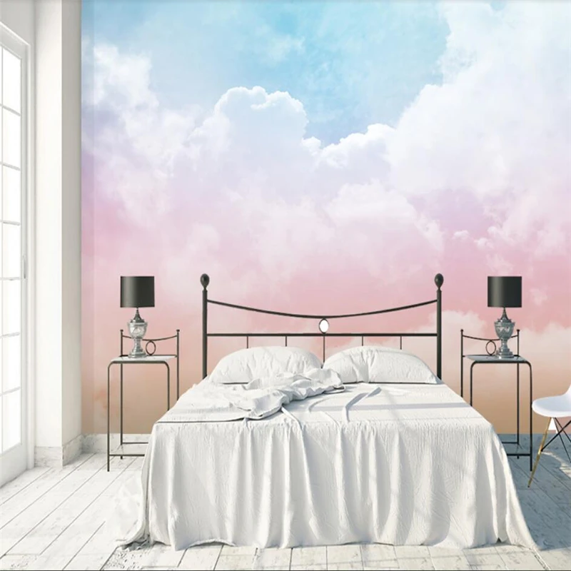 Beibehang-mural minimalista moderno, revestimiento de pared de techo de nube de color, papel tapiz para habitación de niños, sala de estar,