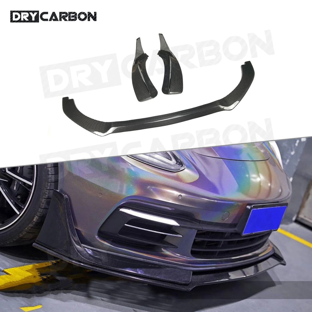 

Dry Carbon Fiber Front Lip Chin Spoiler Splitters Flaps For Porsche Panamera 971 2017 2018 2019 Bumper Aprons Car Styling