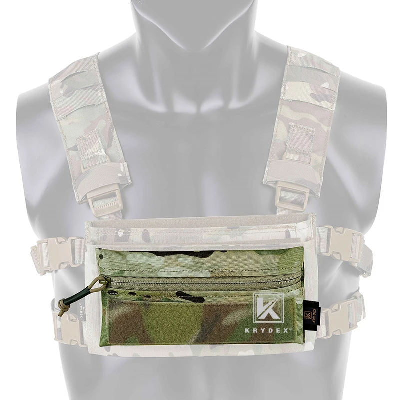 KRYDEX Tactical Candy Pouch W/ Loop & Hook 4*8 inch Front Panel Zipper Hook Pocket For MK3 MK4 Ready Chest Rig Plate Carrier