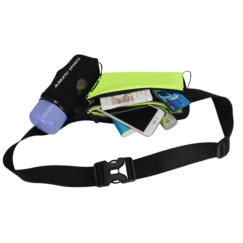 Waterproof Running Waist Bag With Water Bottle Bag Marathon Jogging Cycling Camping Belt Pouch Anti-theft Phone Fanny Packs