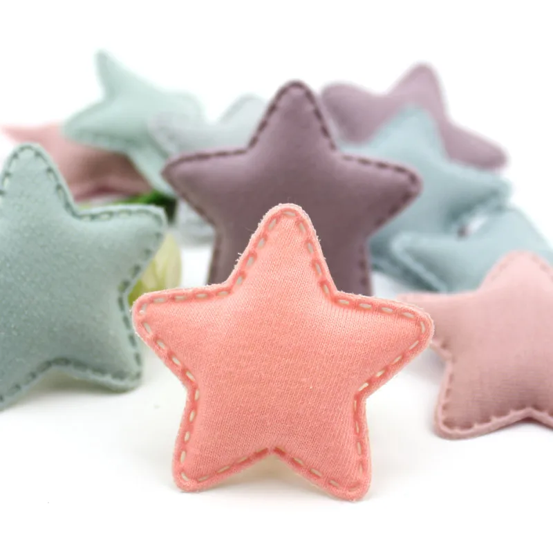 24Pcs 4.8cm Star Padded Appliques for Kids BB Clip headwear Decor clothing patches Hairpin crafts handmade accessoires