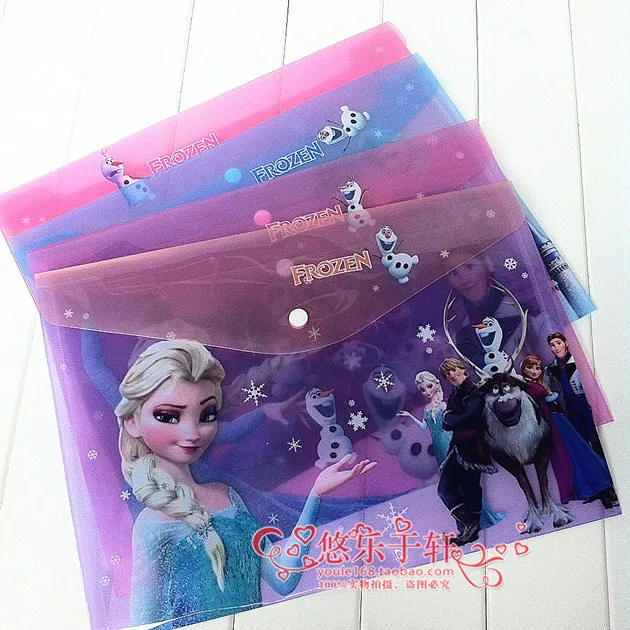 A4 Disney file bag cute princess snap storage bag creative cartoon office stationery information bag school supplies gift